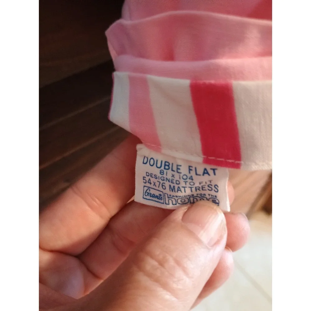 Vintage Fashion Manor Penn Prest Double Full Flat Sheet Pink Stripe Muslin